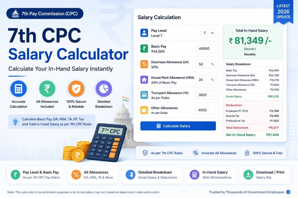 7th CPC Salary Calculator India Banner