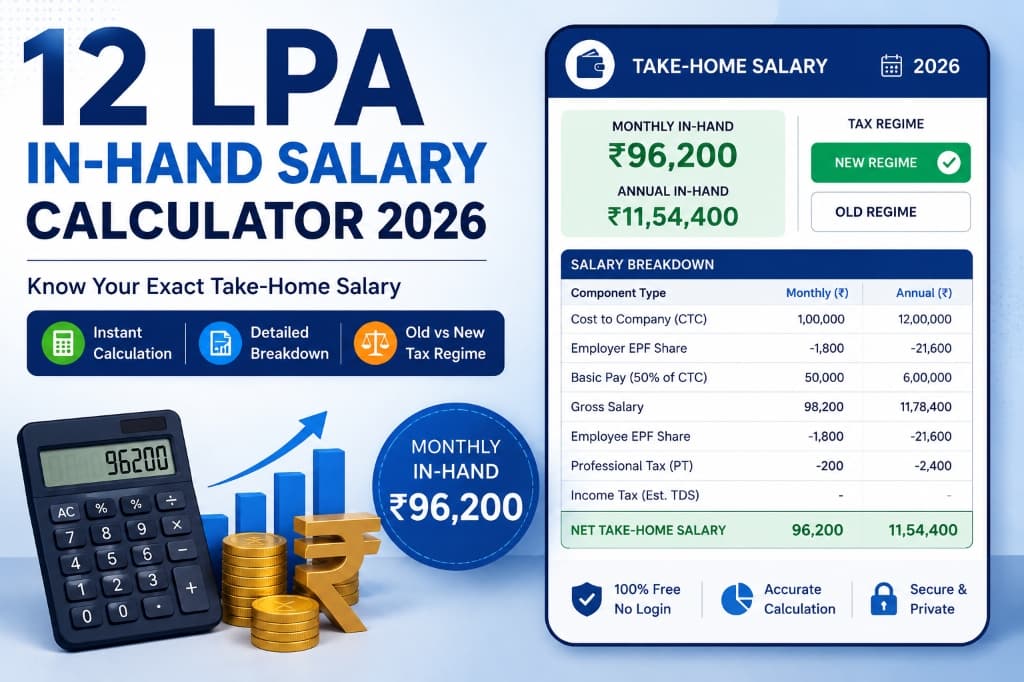 12 LPA In-Hand Salary (2026): Monthly Take-Home & Deduction Calculations
