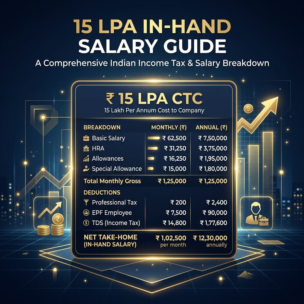 15 LPA In-Hand Salary (2026): Monthly Take-Home & Deduction Calculations