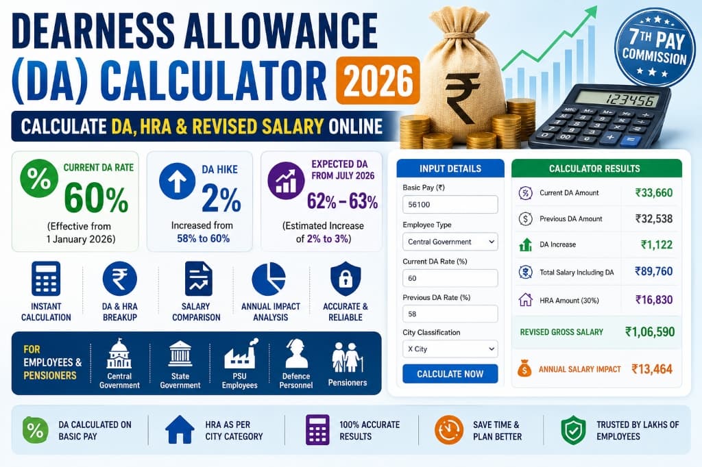Dearness Allowance (DA) Calculator 2026 Banner